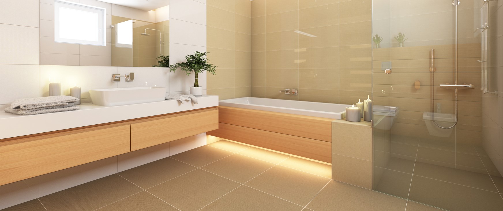 Bright Bathroom With Candels